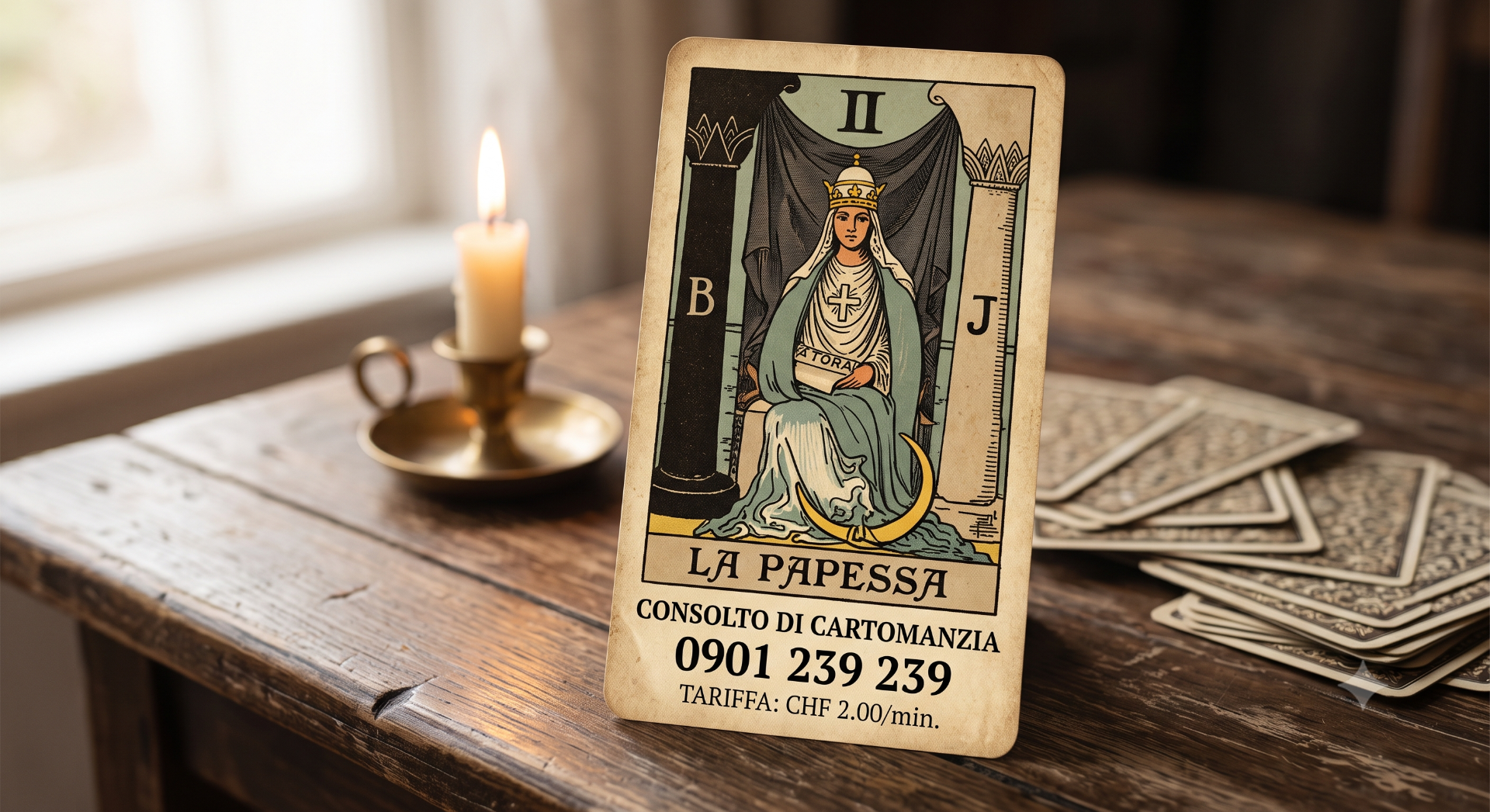 Carta La Papessa.
Consulto professionale.
0901 239 239 (CHF 2.00/min).